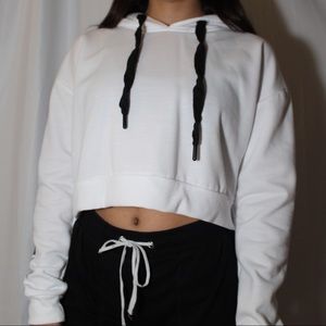 Babygirl Cropped White Hoodie